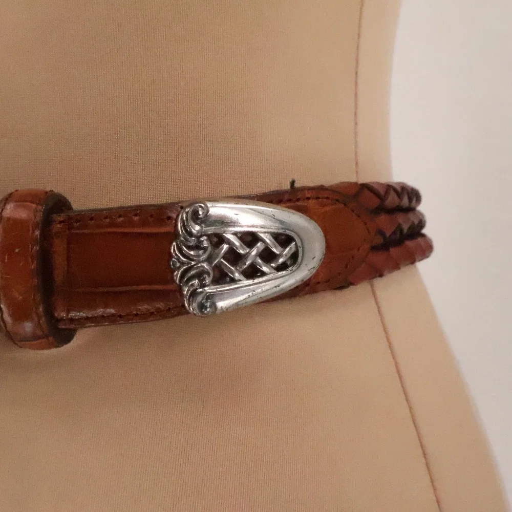Brighton Vintage 1995 Braided Leather Belt Womens Size S Brown Western Boho
